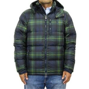 NEW POLO Ralph Lauren Plaid Down Filled Hooded Puffer Jacket Green/Multi Mens XL